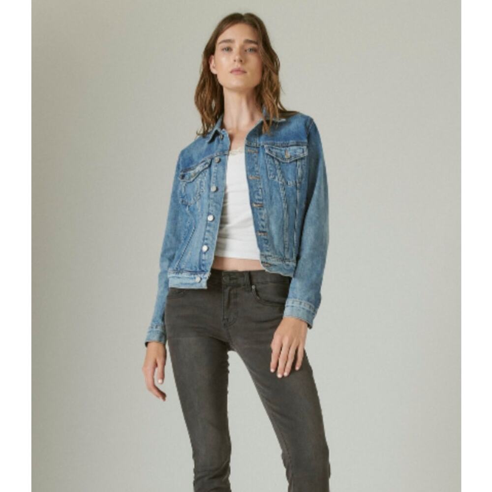 Lucky Brand The‎ Tomboy Trucker Denim Jacket Women's X-Small Boho Summer Layer